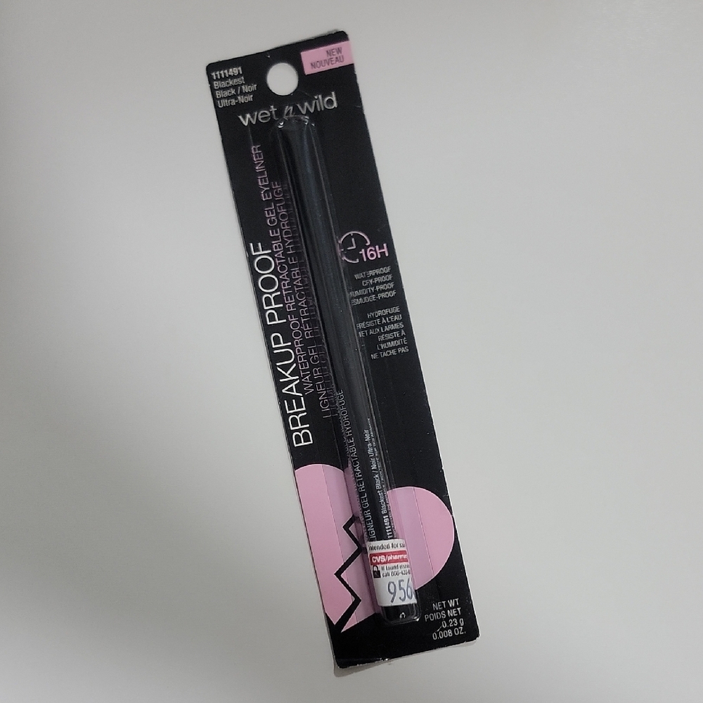 New Wet n Wild 16H 1111491 Breakup Proof Blackest Black Whaterproof Gel Eyeliner